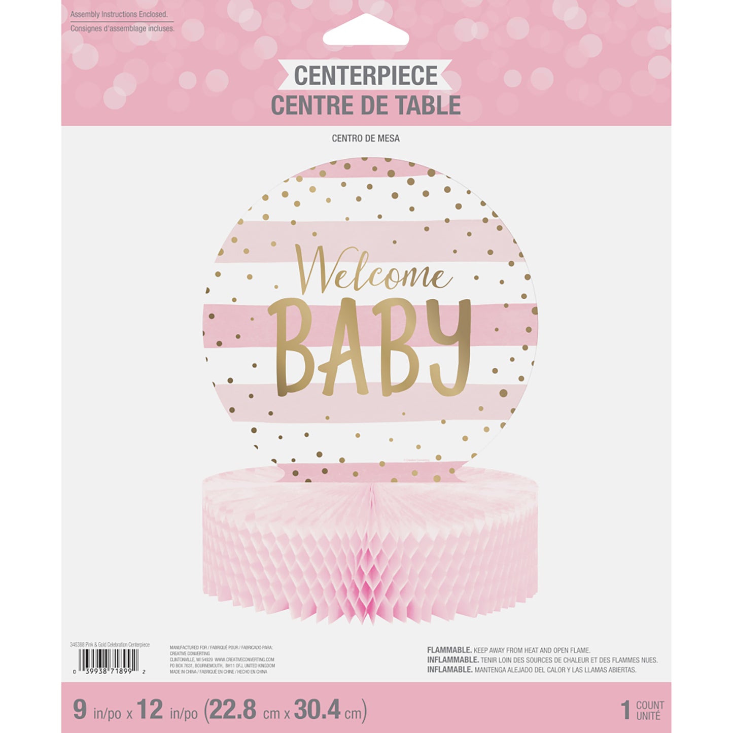 Pink and Gold Celebration Baby Shower Centerpieces 6 ct