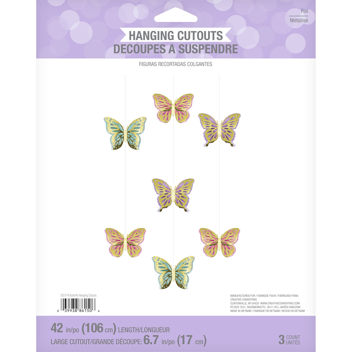 Golden Butterfly Hanging Cutouts 36 ct