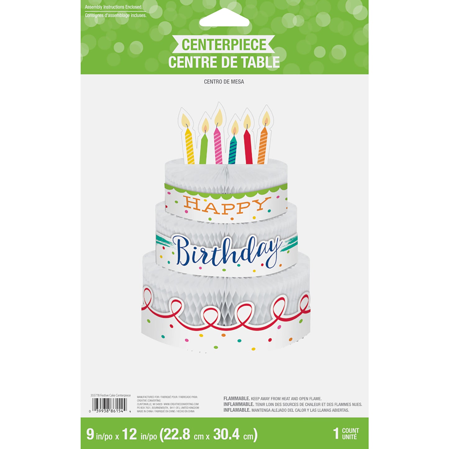 Festive Cake Happy Birthday Centerpieces 6 ct