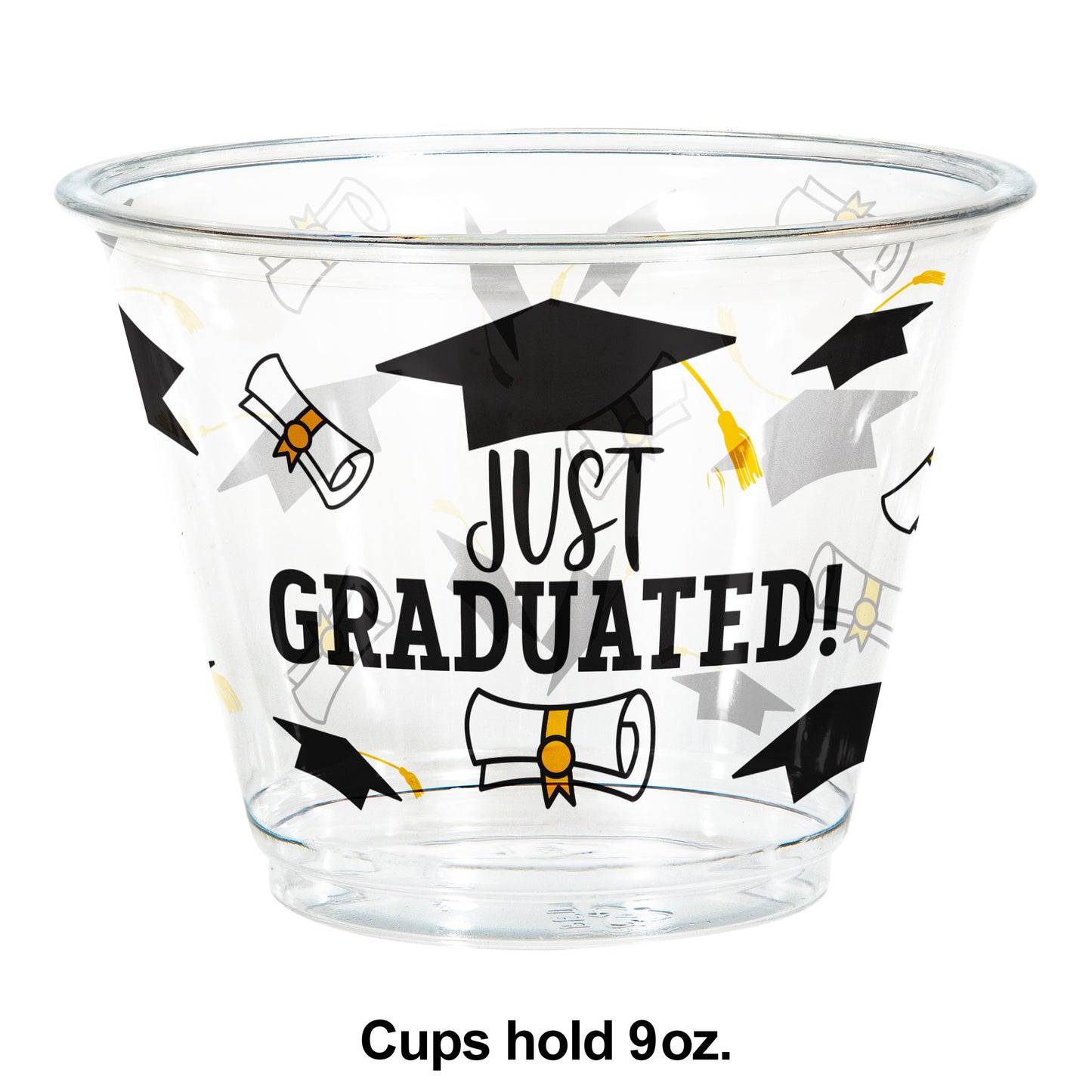 Just Graduated 9 oz Plastic Tumblers 96 ct dimension image