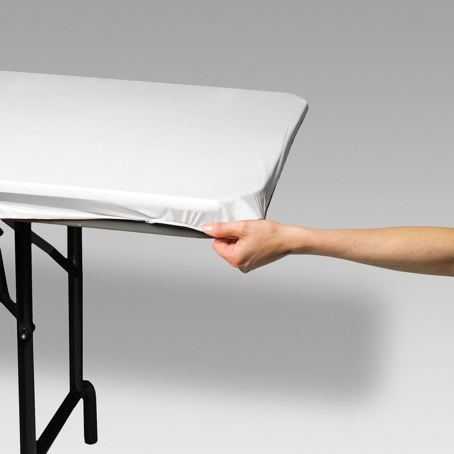 White Stay Put 29" x 72" Tablecloths 12 ct