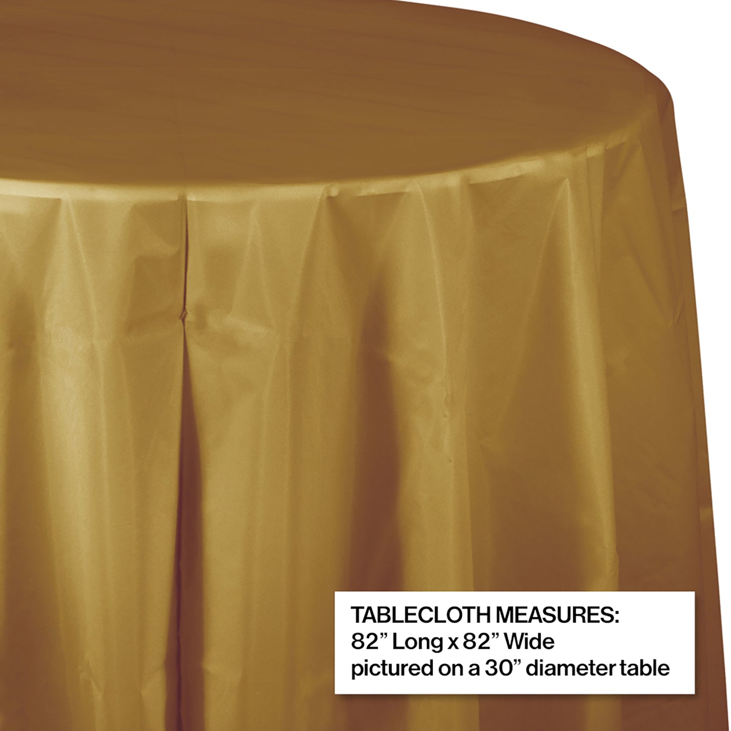 Glittering Gold Octy-Round Plastic Tablecloths 12 ct