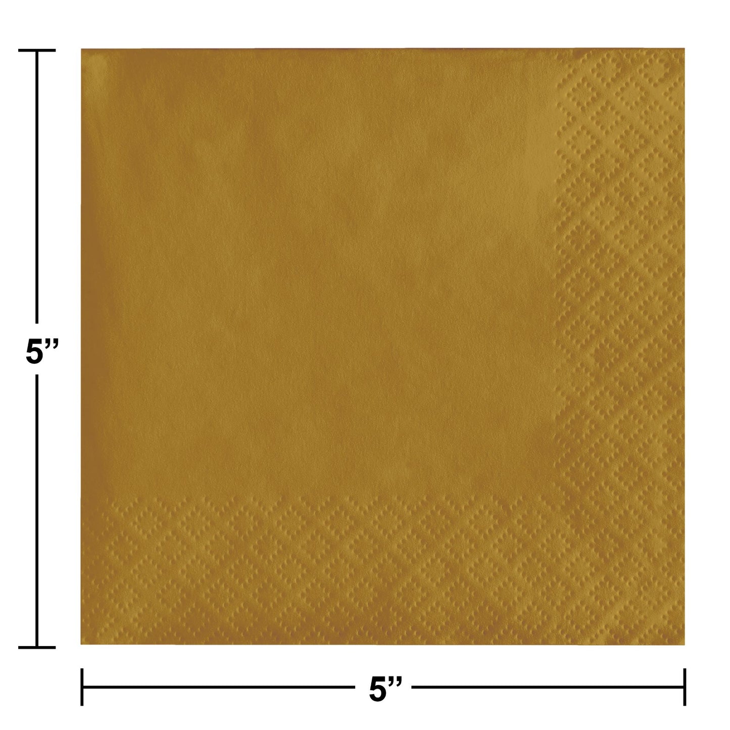Glittering Gold 2-Ply Beverage Napkins 600 ct Dimension Image