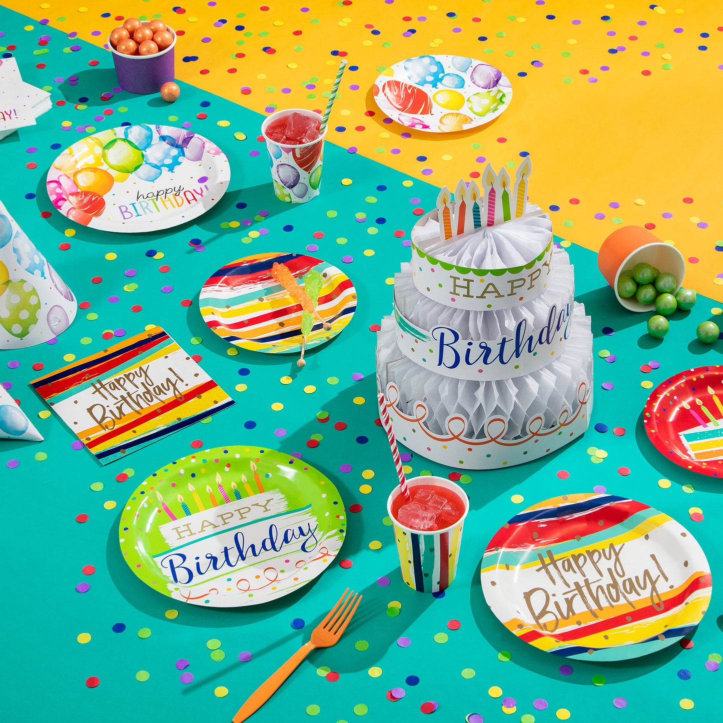 Festive Cake Happy Birthday Dinner Plates 96 ct