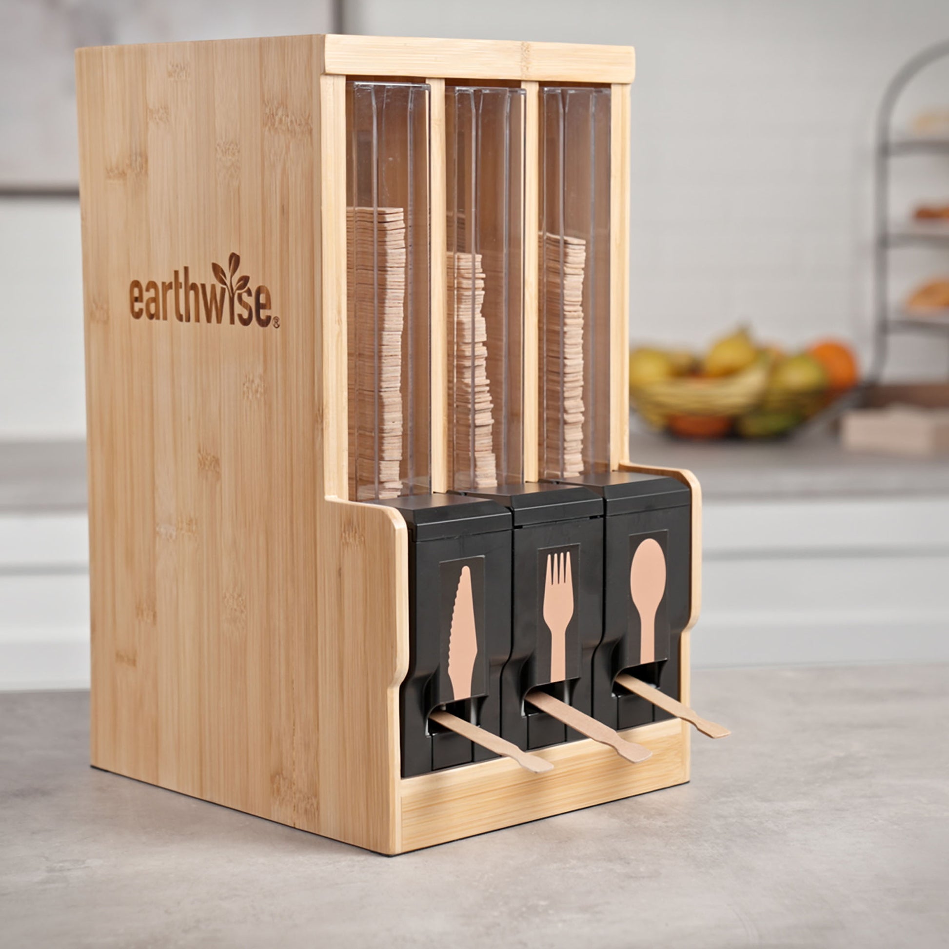 Earthwise Wood Cutlery Dispenser System Lifestyle