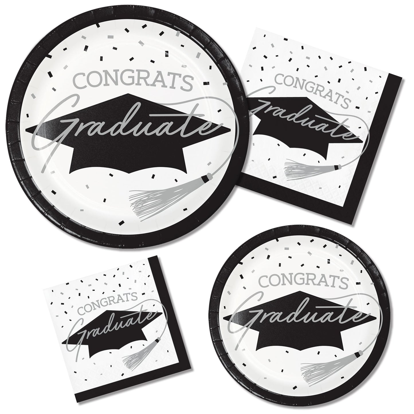 School Spirit White Graduation Dinner Paper Plates 180 ct Lifestyle Image