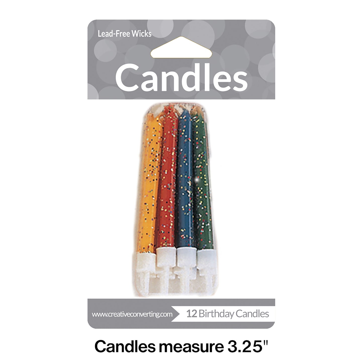 Assorted Glitter Candles 72 ct