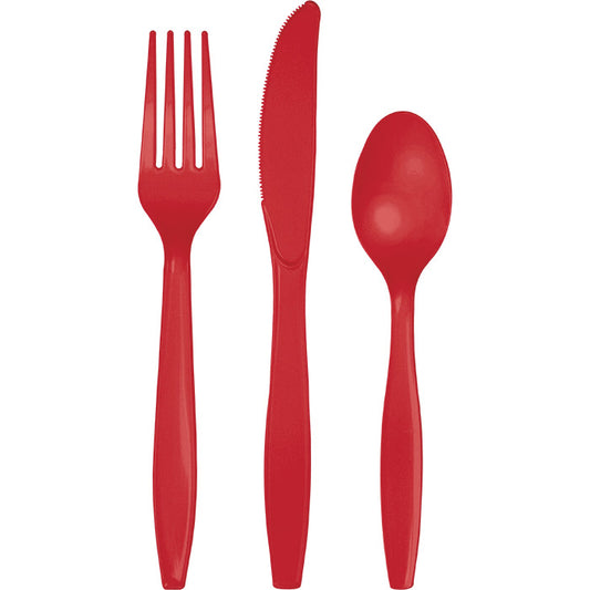 Classic Red Assorted Plastic Cutlery 288 ct