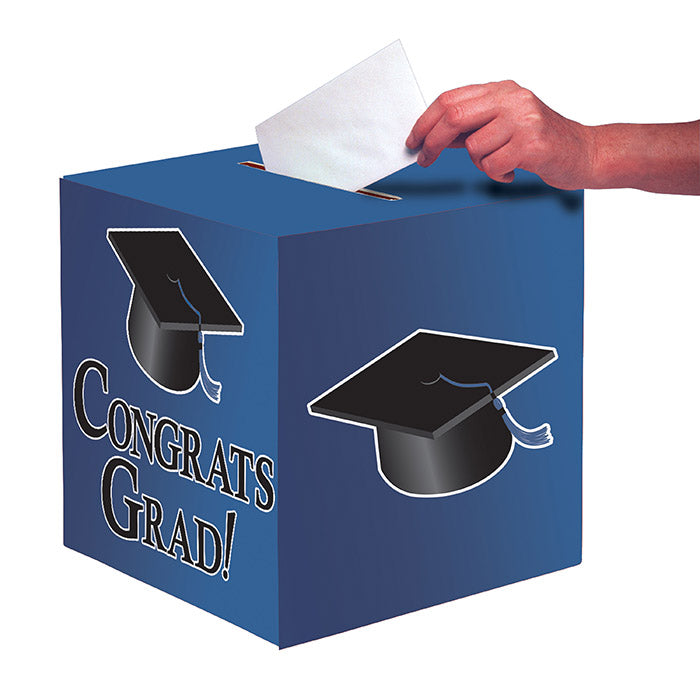 grad party card box Blue Graduation Card Box