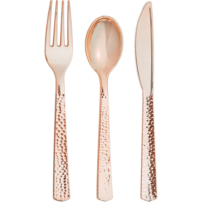 Metallic Rose Gold Hammered Assorted Cutlery 288 ct