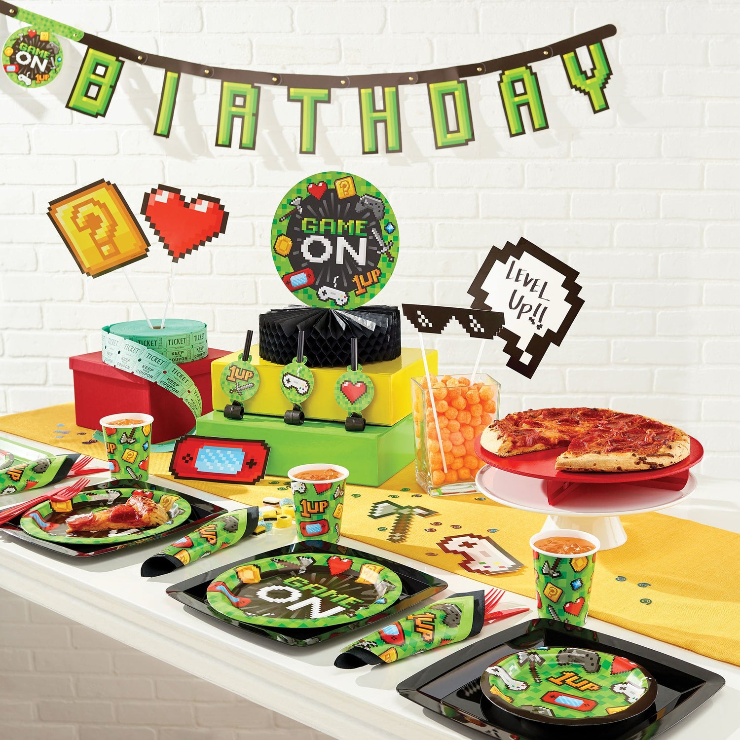 Video Games Party Supplies on a table