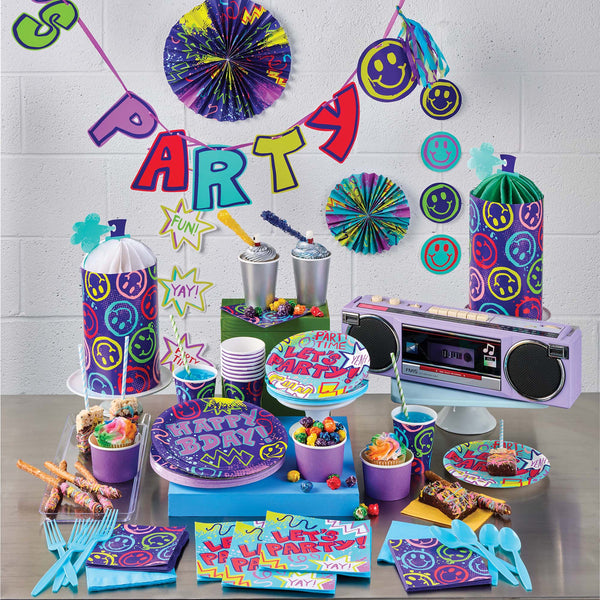 Graffiti Party Supplies displayed on a table