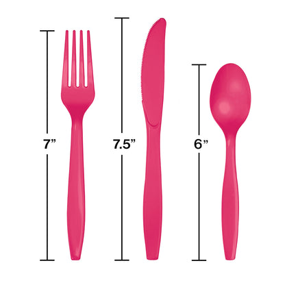 Hot Magenta Assorted Plastic Cutlery 288 ct
