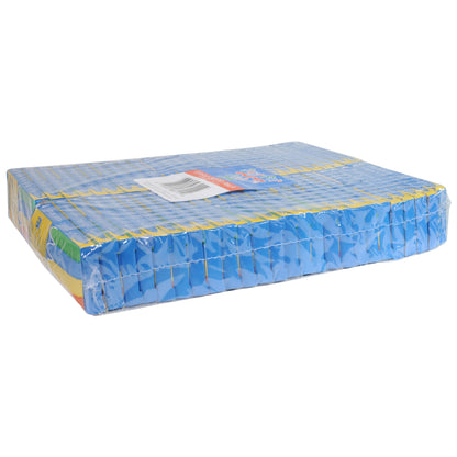 Stacks of boxed colored crayons on a white background