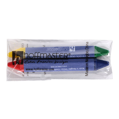 Packaged mini double-tipped crayons with 'hoffmaster' branding on a white background