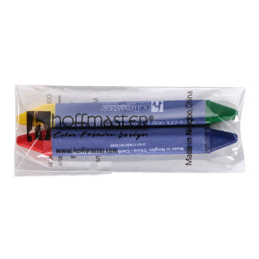 Packaged mini double-tipped crayons with 'hoffmaster' branding on a white background