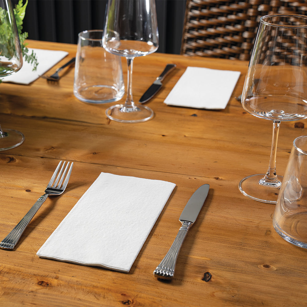 8.5" x 4.25" Linen-Like Natural White Dinner Napkins 300 ct