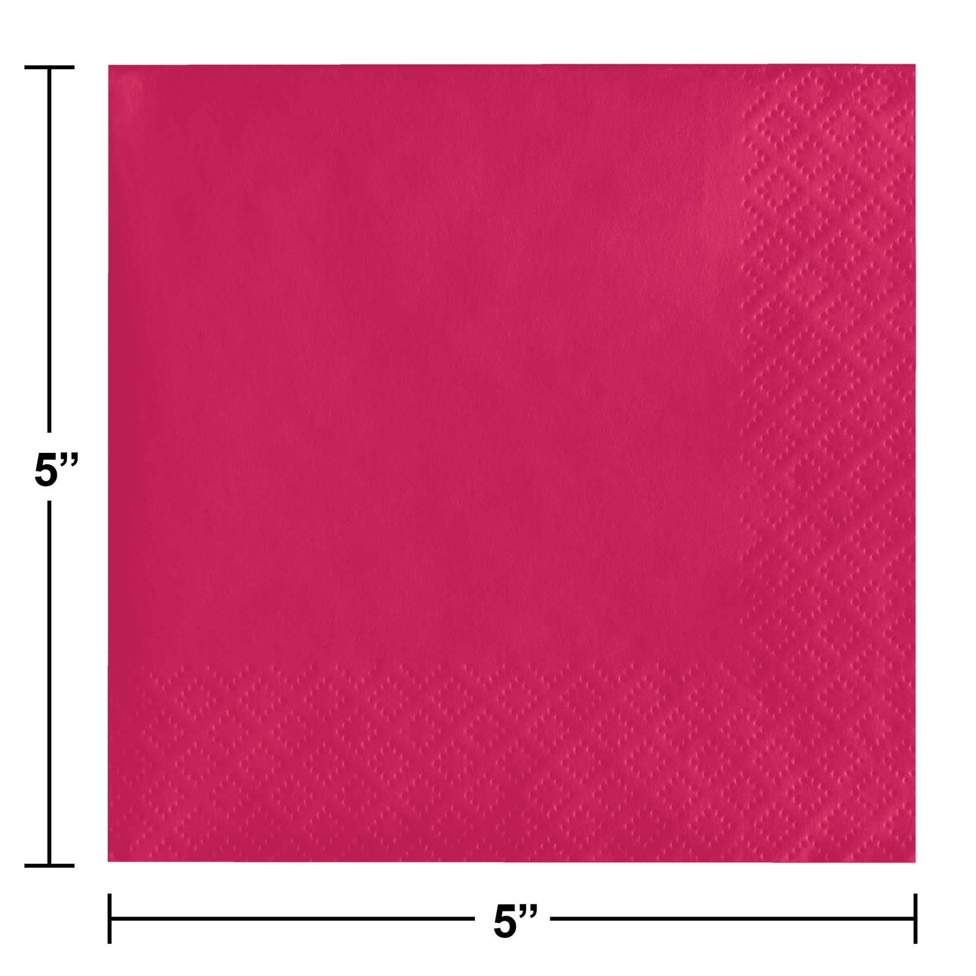Hot Magenta 2-Ply Beverage Napkins 600 ct Dimension Image