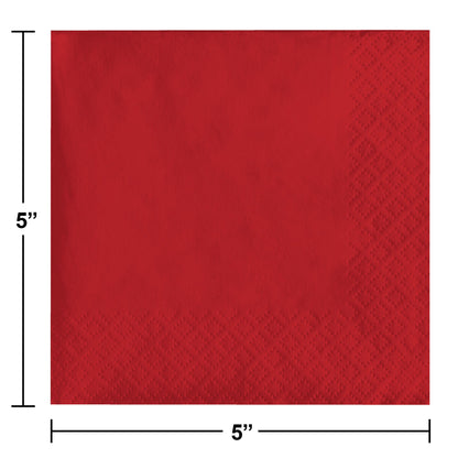 Classic Red 2-Ply Beverage Napkins 1200 ct Dimension Image