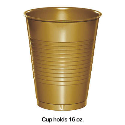 Glittering Gold 16 oz Plastic Cups 240 ct