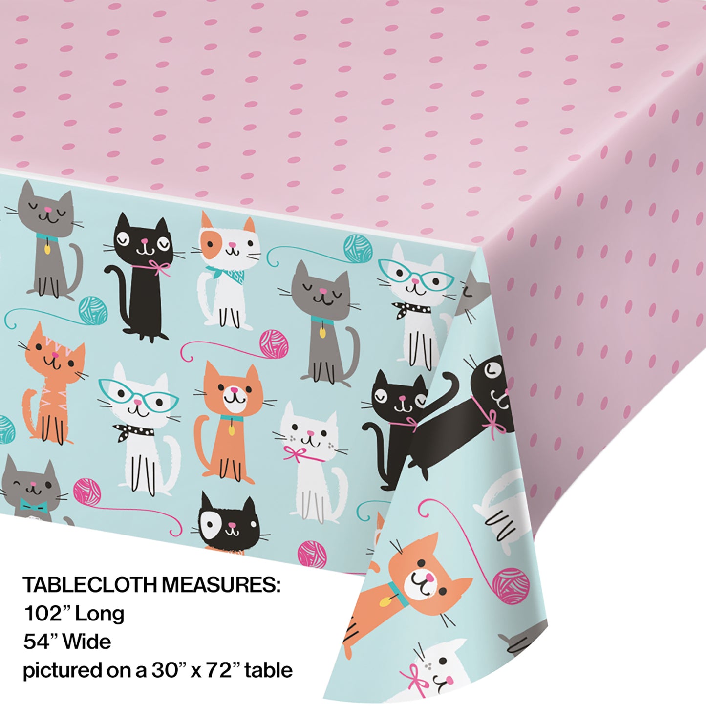 Cat Party Plastic Tablecloths 6 ct