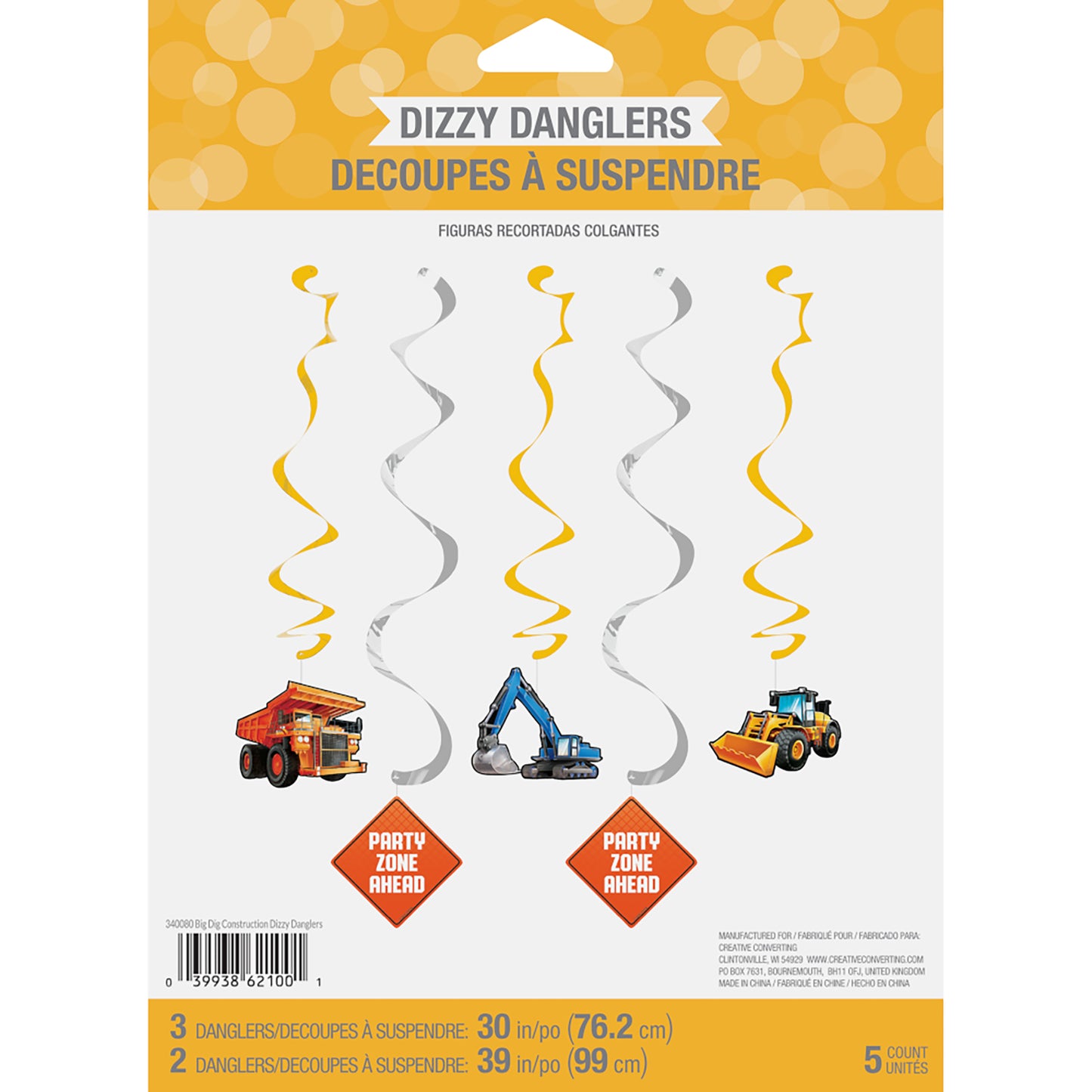 Big Dig Construction Dizzy Danglers 30 ct