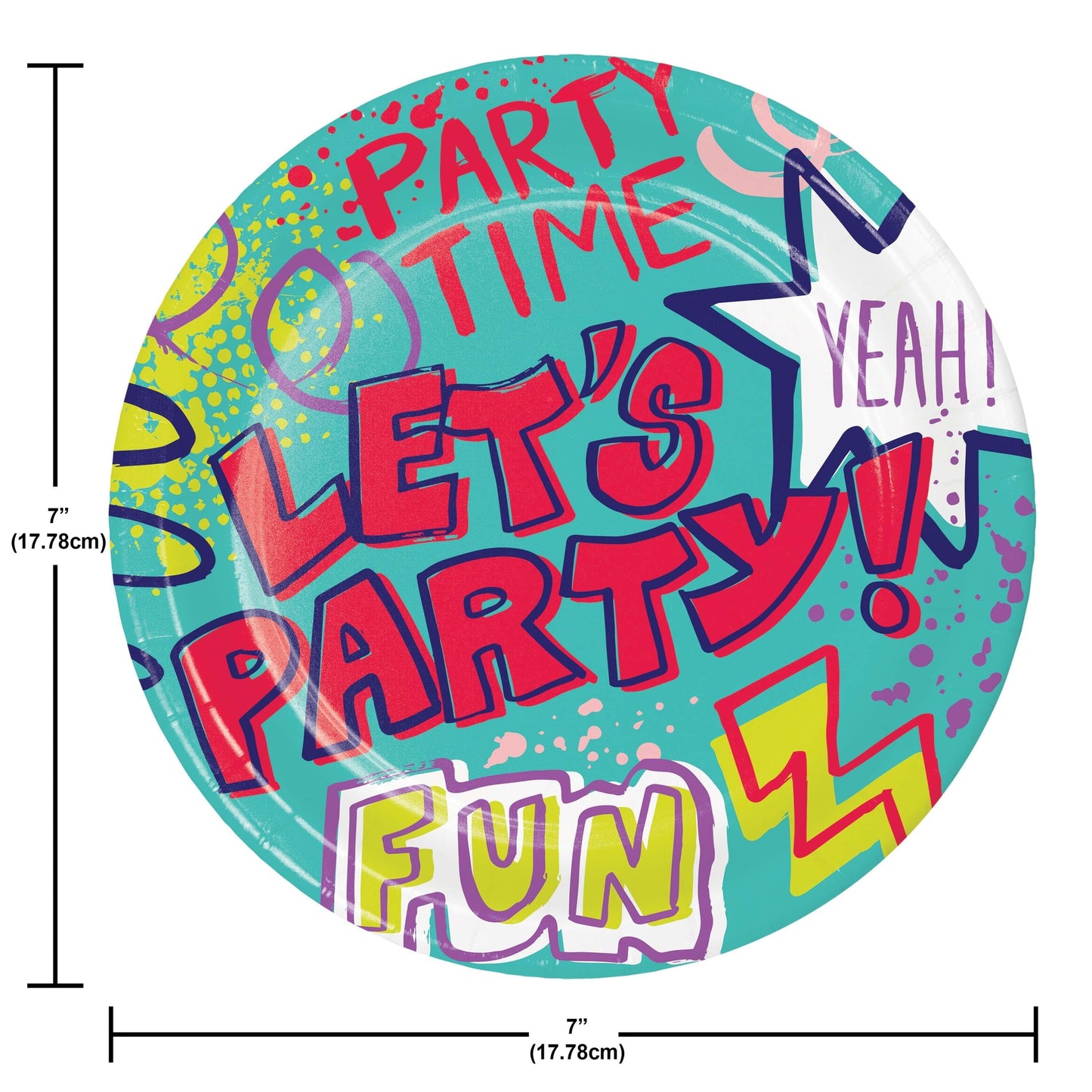 Graffiti Party Dessert Paper Plates 96 ct Dimension Image