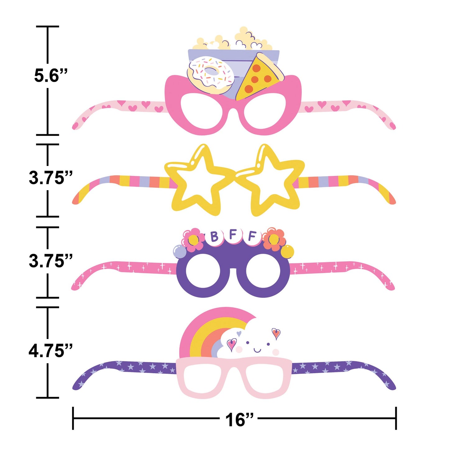 Sweet Dreams Paper Favor Glasses 24 ct Dimension Image