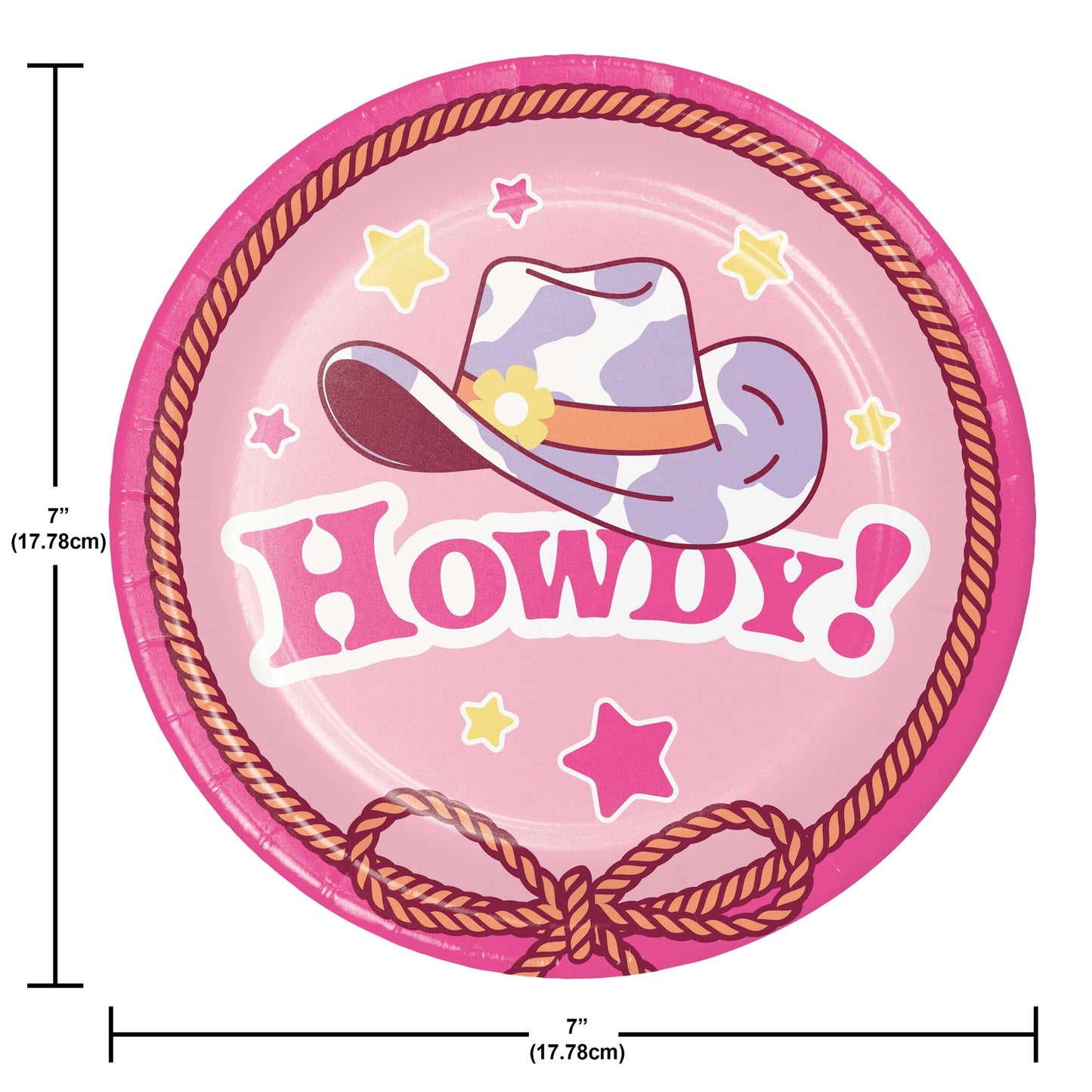 Boots and Bows Dessert Paper Plates 96 ct Dimension Image