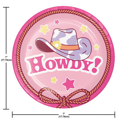 Boots and Bows Dessert Paper Plates 96 ct Dimension Image