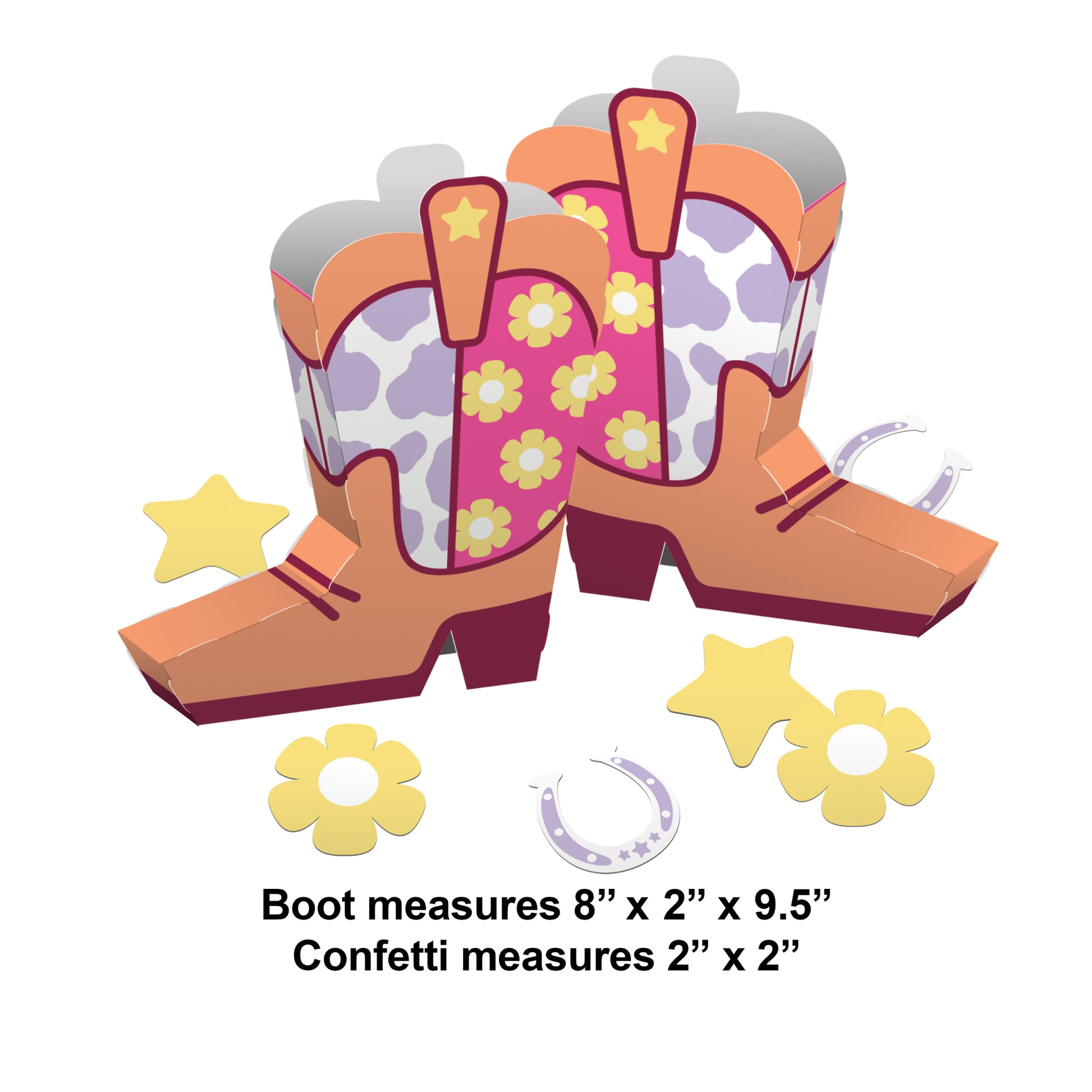 Boots and Bows Cowgirl Boots Centerpiece 24 ct Dimension Image