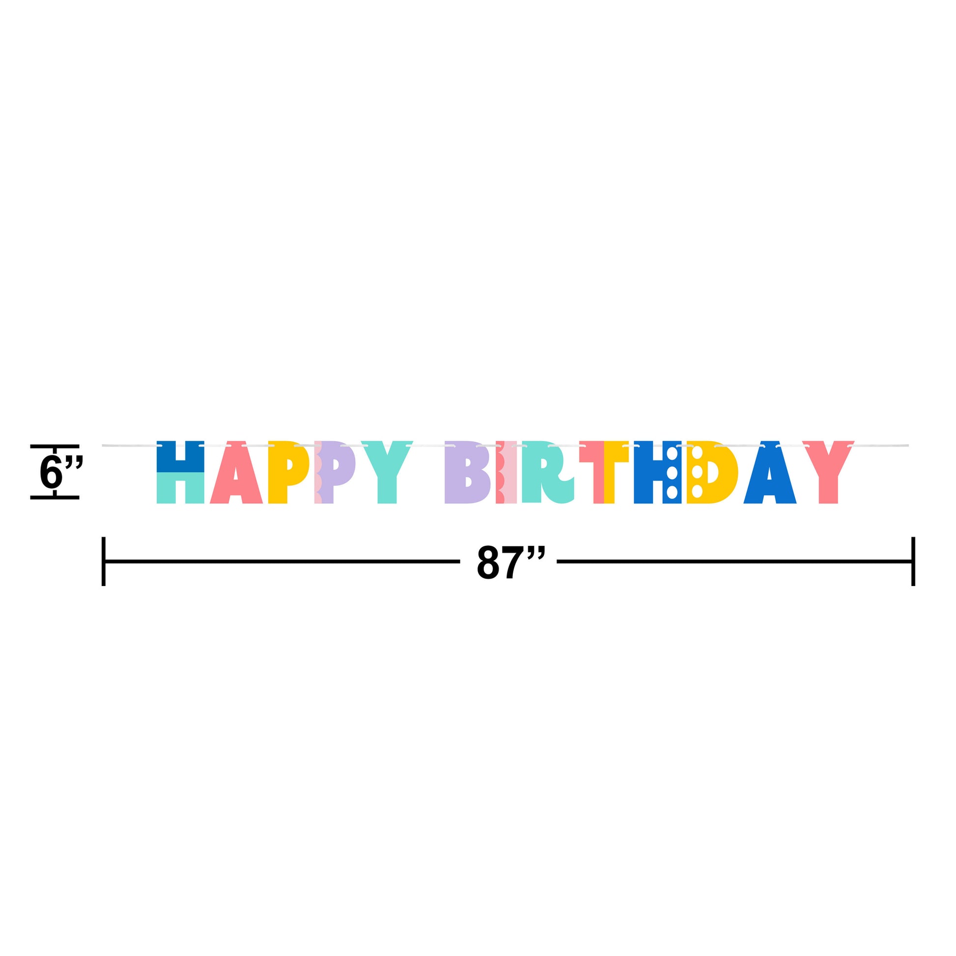 Party Patterns Happy Birthday Banner 12 ct Dimension Image