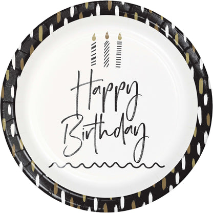 Golden Wishes Happy Birthday Dinner Paper Plates 96 ct