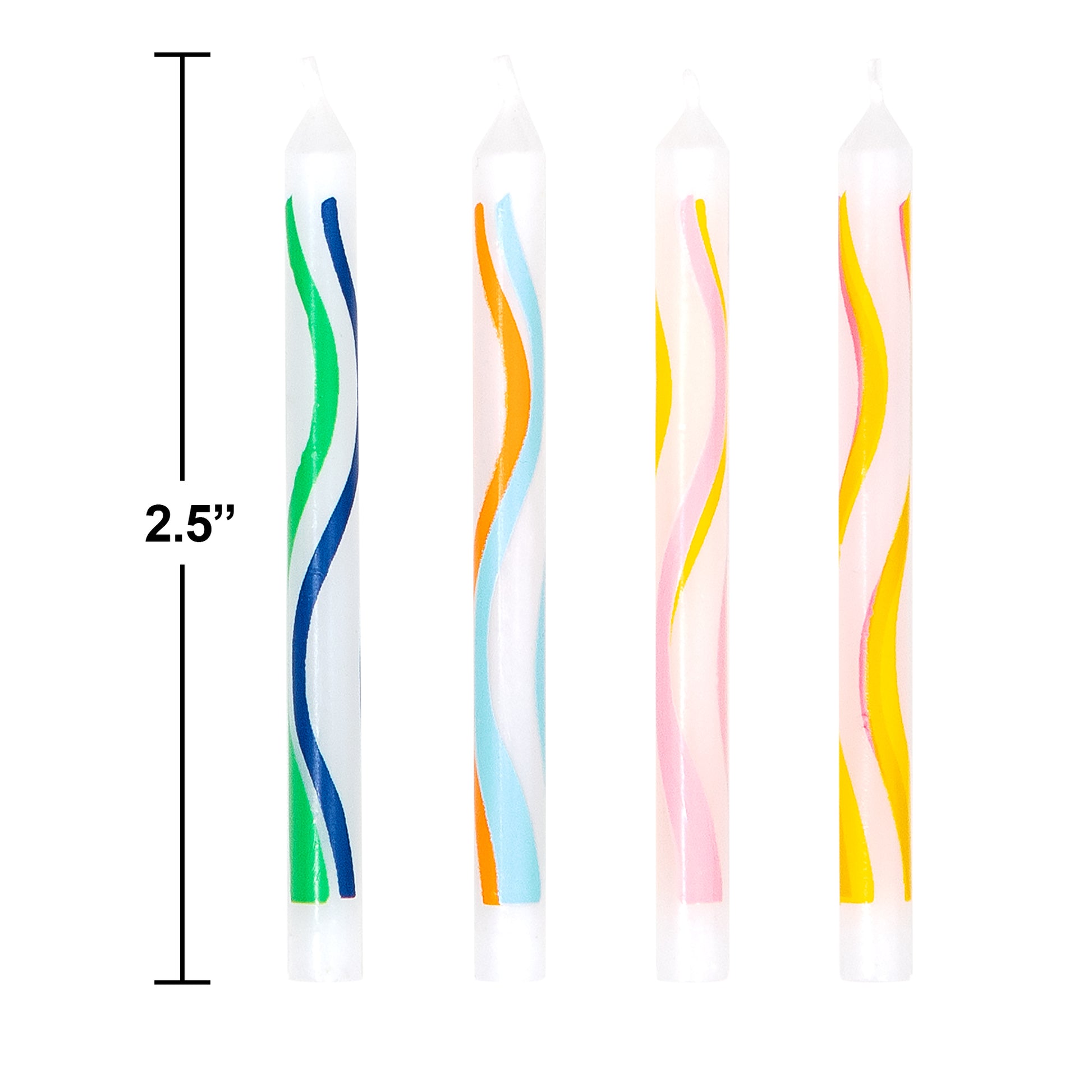 Multicolor Wave Print Birthday Candles 240 ct Dimension Image