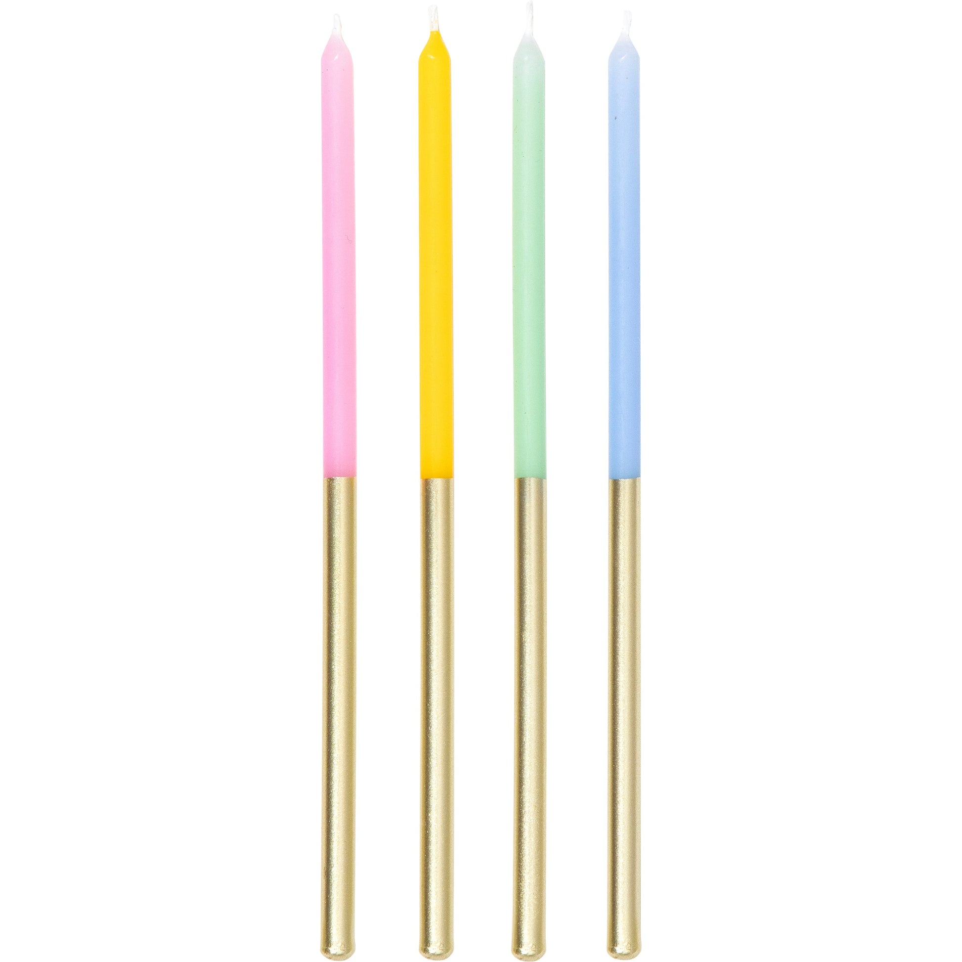 Tall Pastel and Metallic Gold Birthday Candles 144 ct