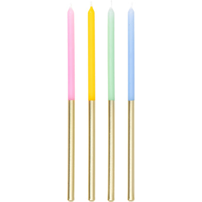 Tall Pastel and Metallic Gold Birthday Candles 144 ct