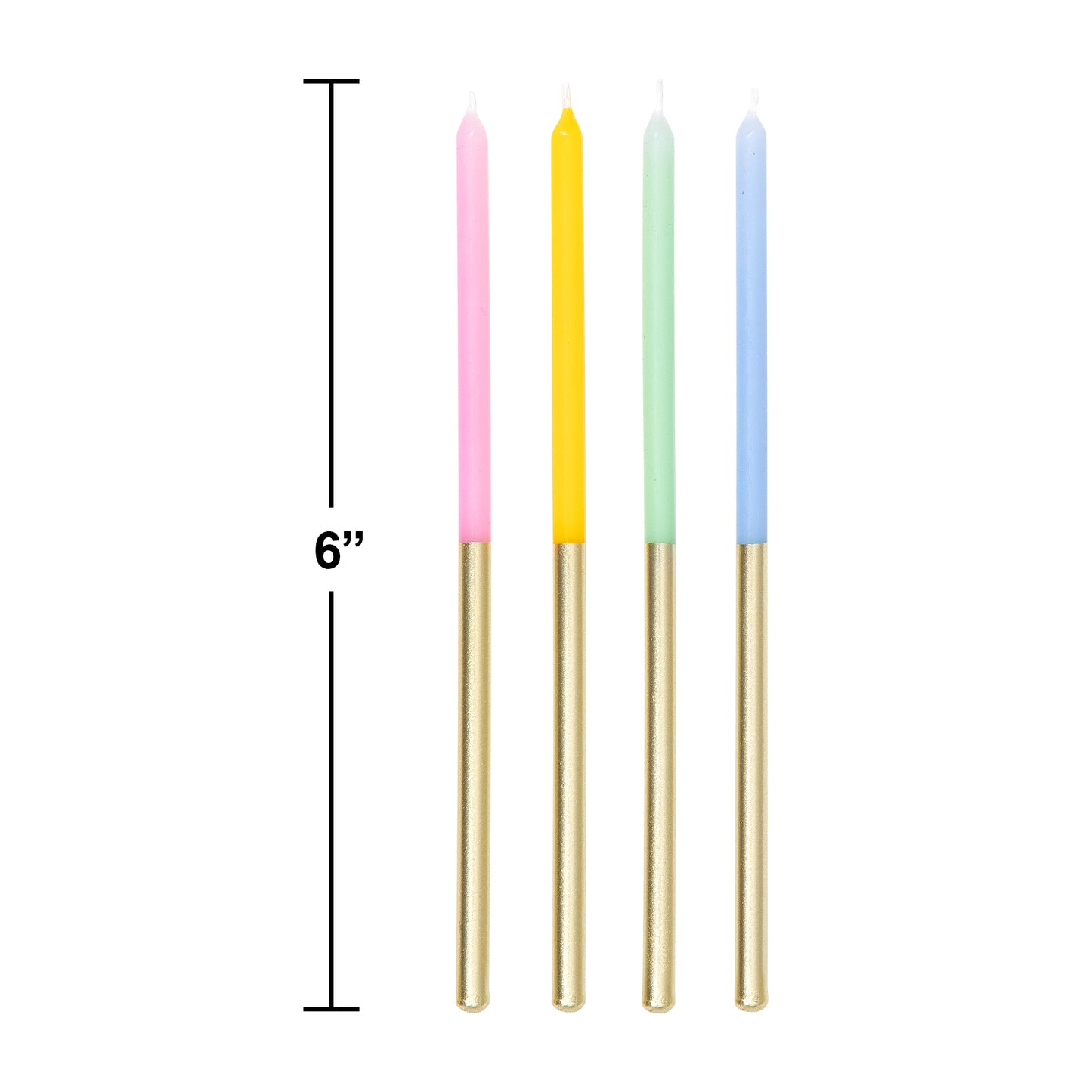 Tall Pastel and Metallic Gold Birthday Candles 144 ct Dimension Image