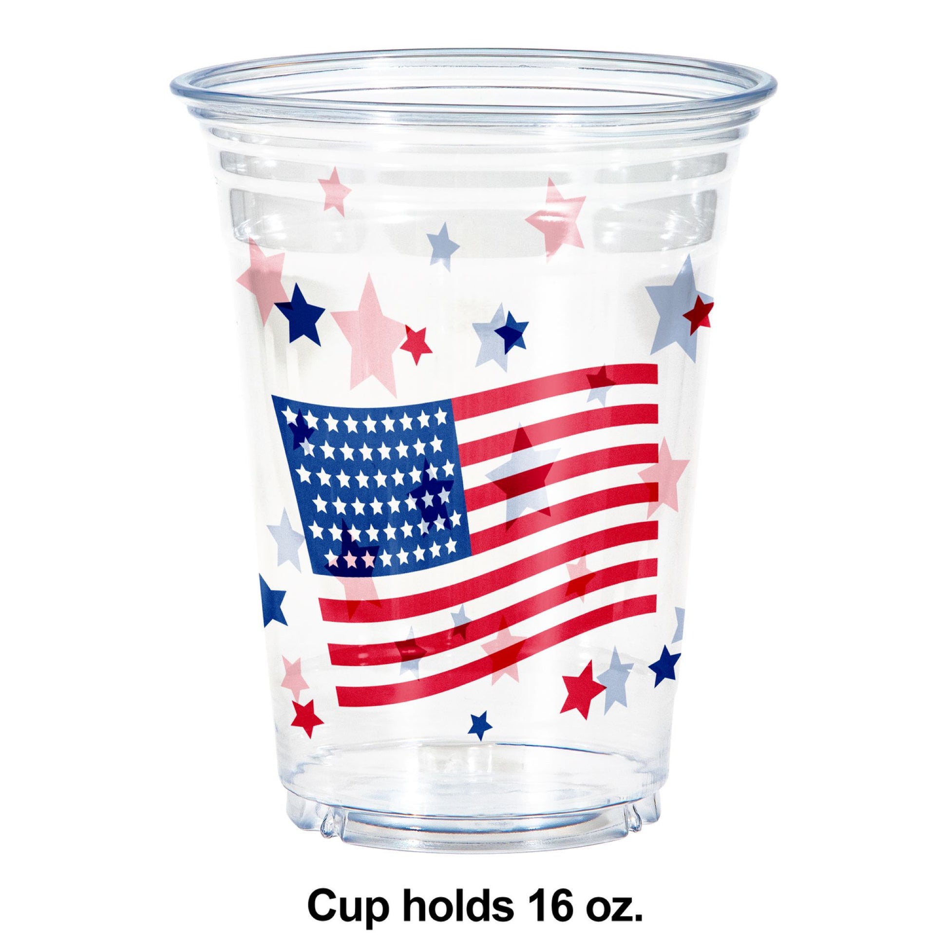 Patriotic 16 oz Plastic Tumblers 96 ct Dimension Image