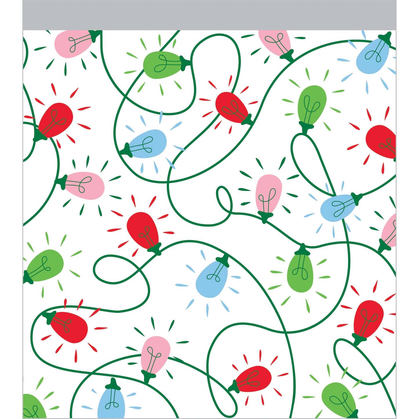 Favor bag of colorful Christmas lights on a white background