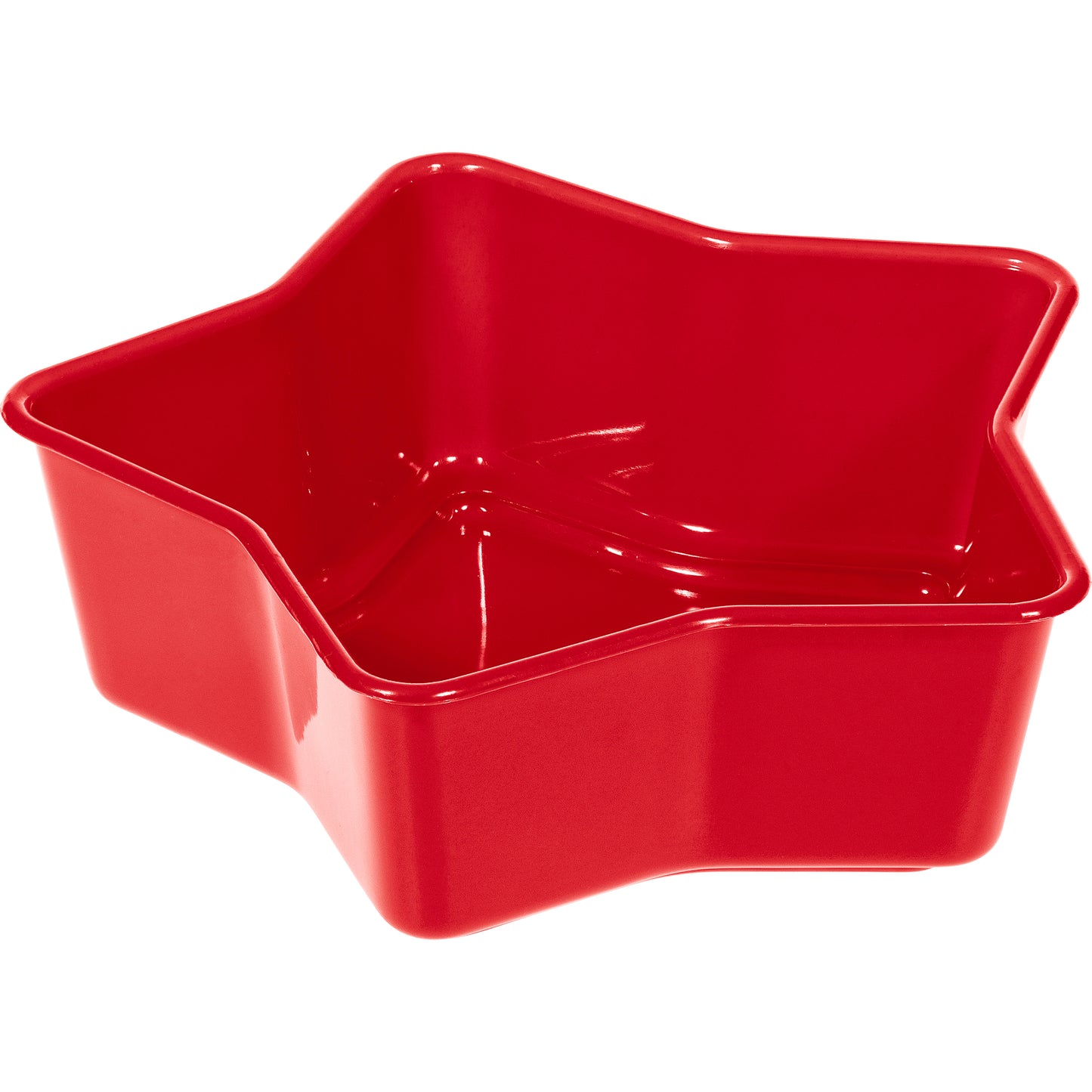 Red star-shaped plastic bowl on a white background