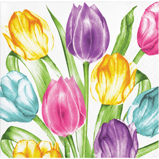 Colorful tulip napkin on a white background