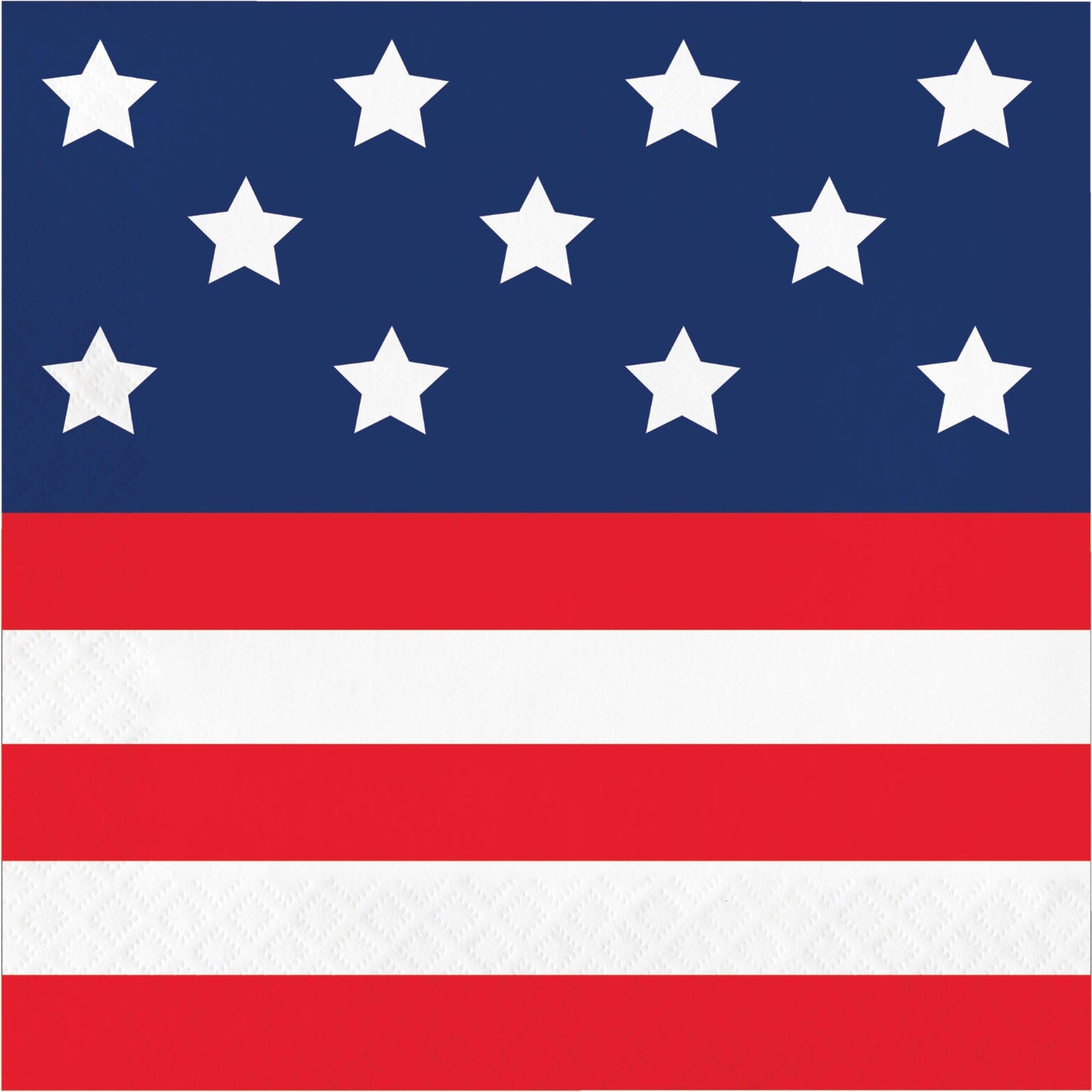Flag napkin with white stars on a blue background and red and white horizontal stripes