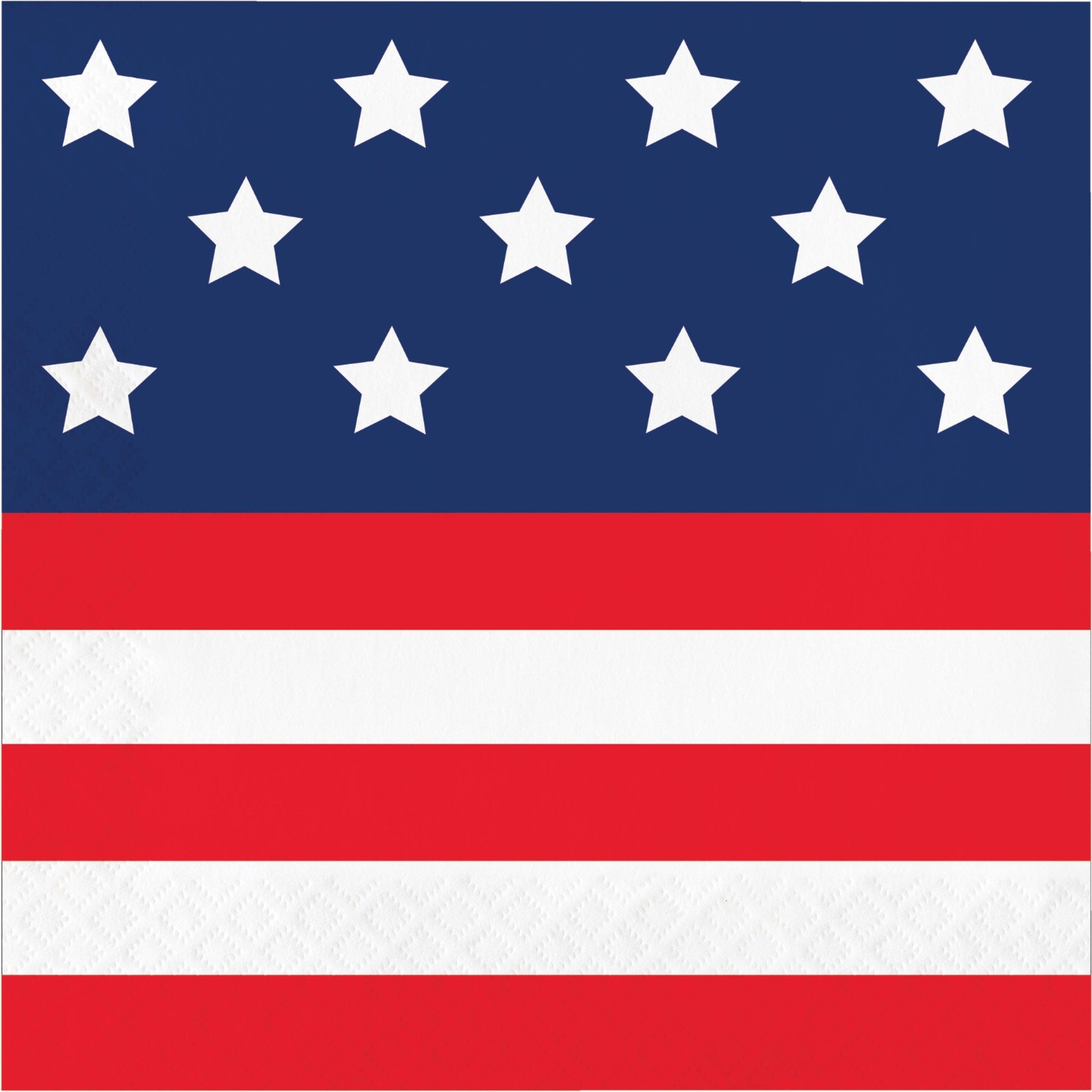 Flag napkin with white stars on a blue background and red and white horizontal stripes