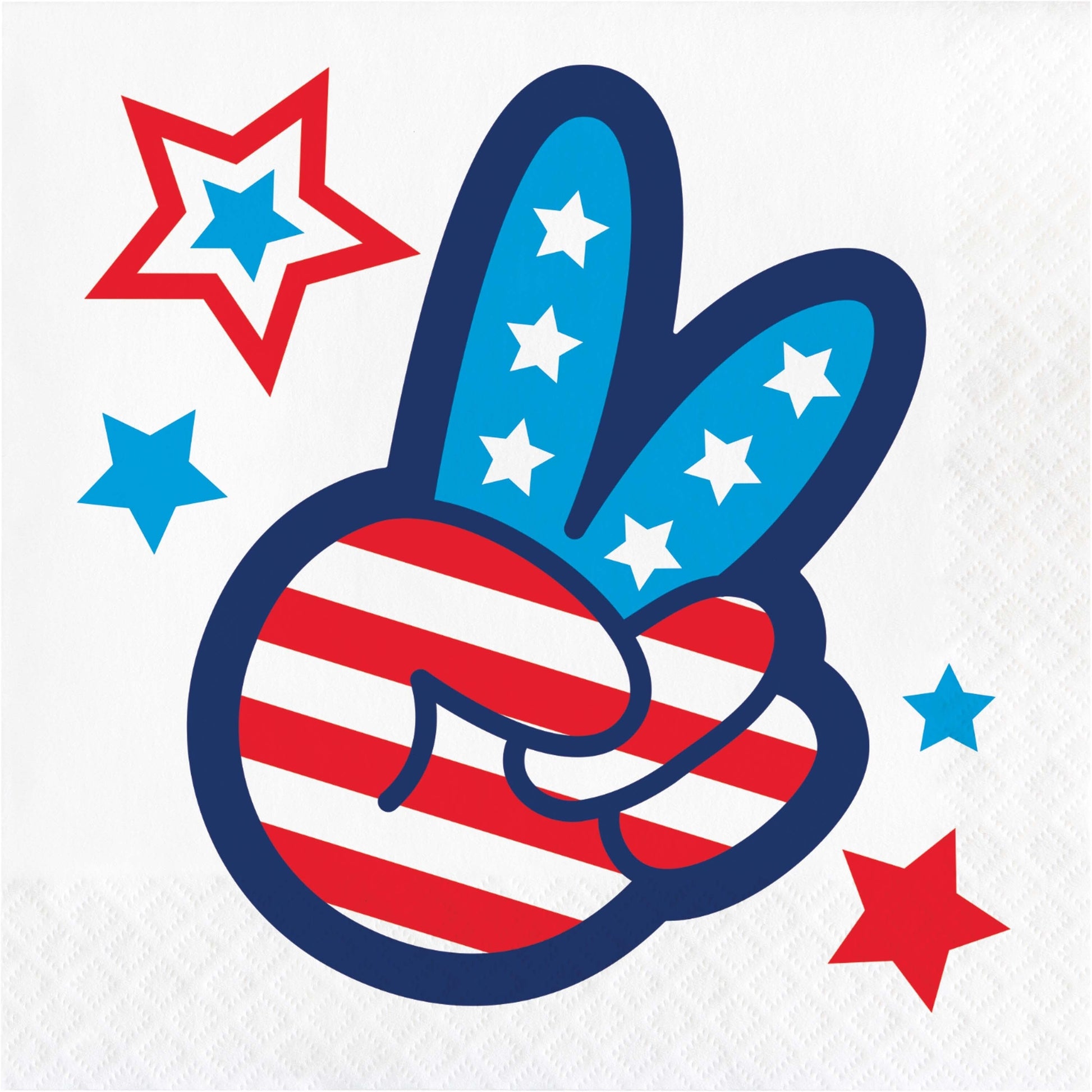 Peace sign with American flag design and stars on a white background