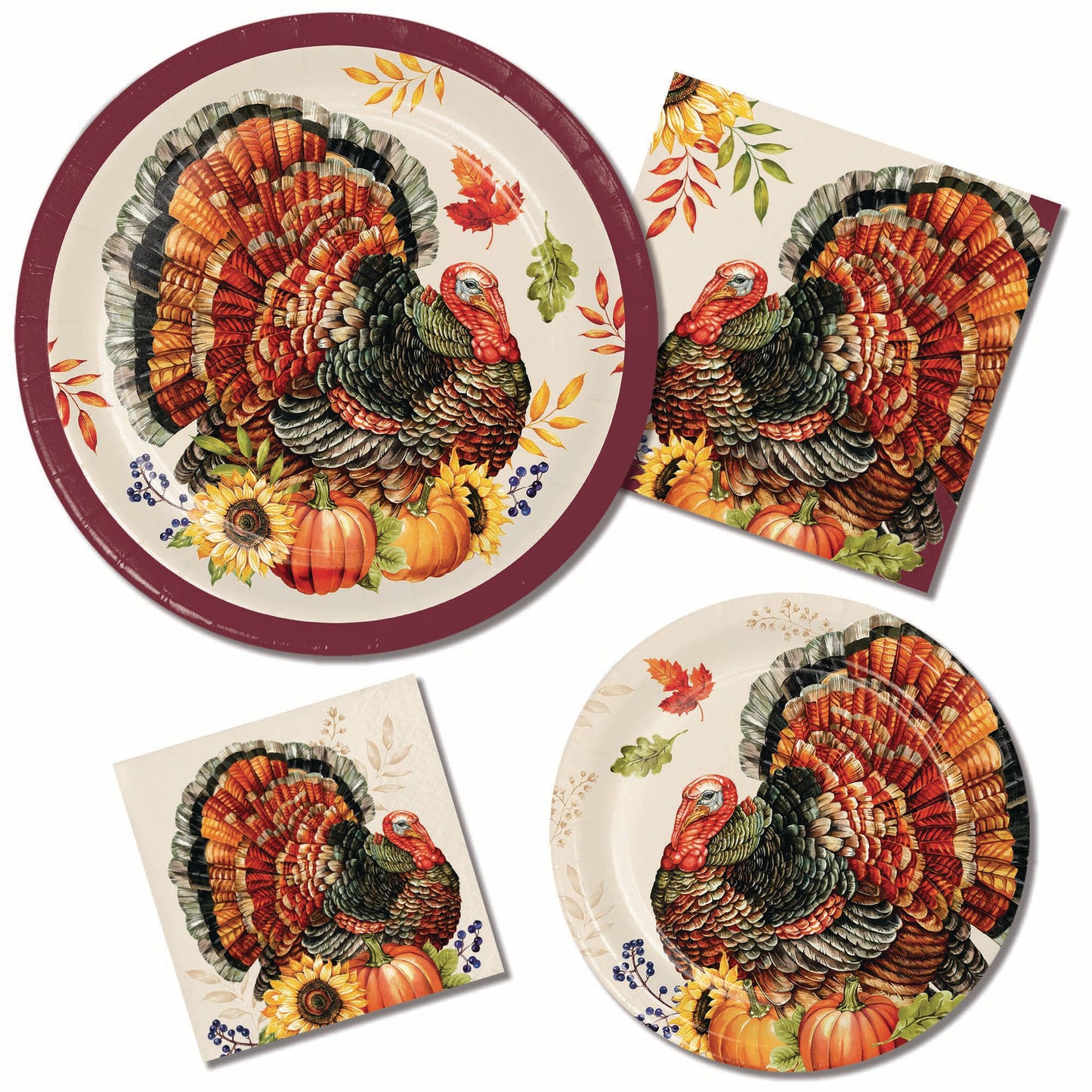 Bountiful Bird Thanksgiving Beverage Paper Napkins 192 ct