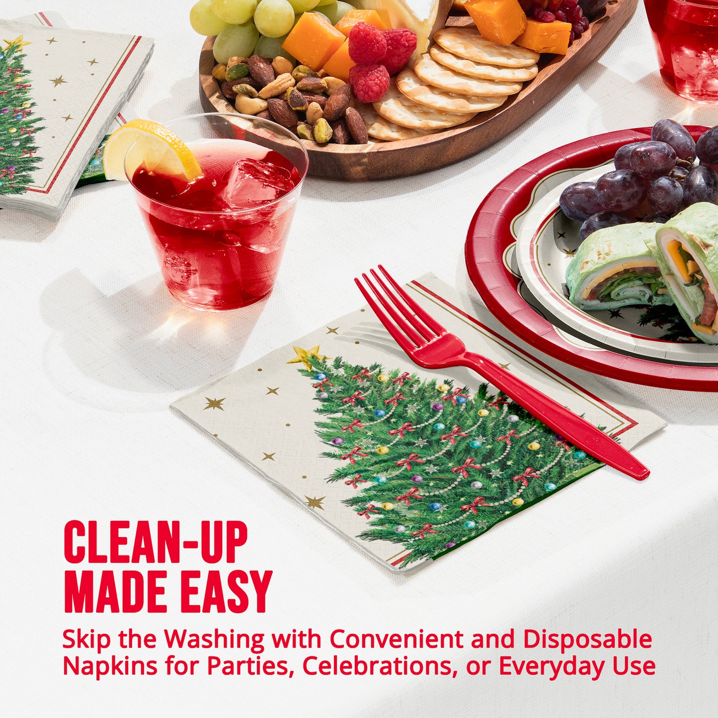 Sparkling Spruce Christmas Party Paper Napkins 192 ct