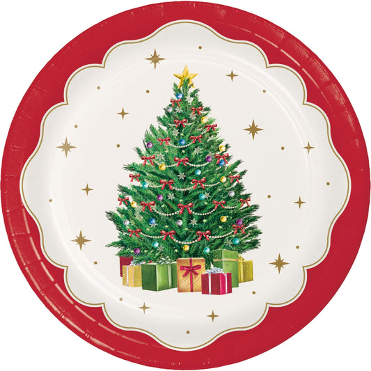 Sparkling Spruce Christmas Paper Plates 96 ct