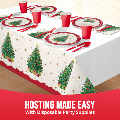 Sparkling Spruce Christmas Paper Tablecloths 12 ct