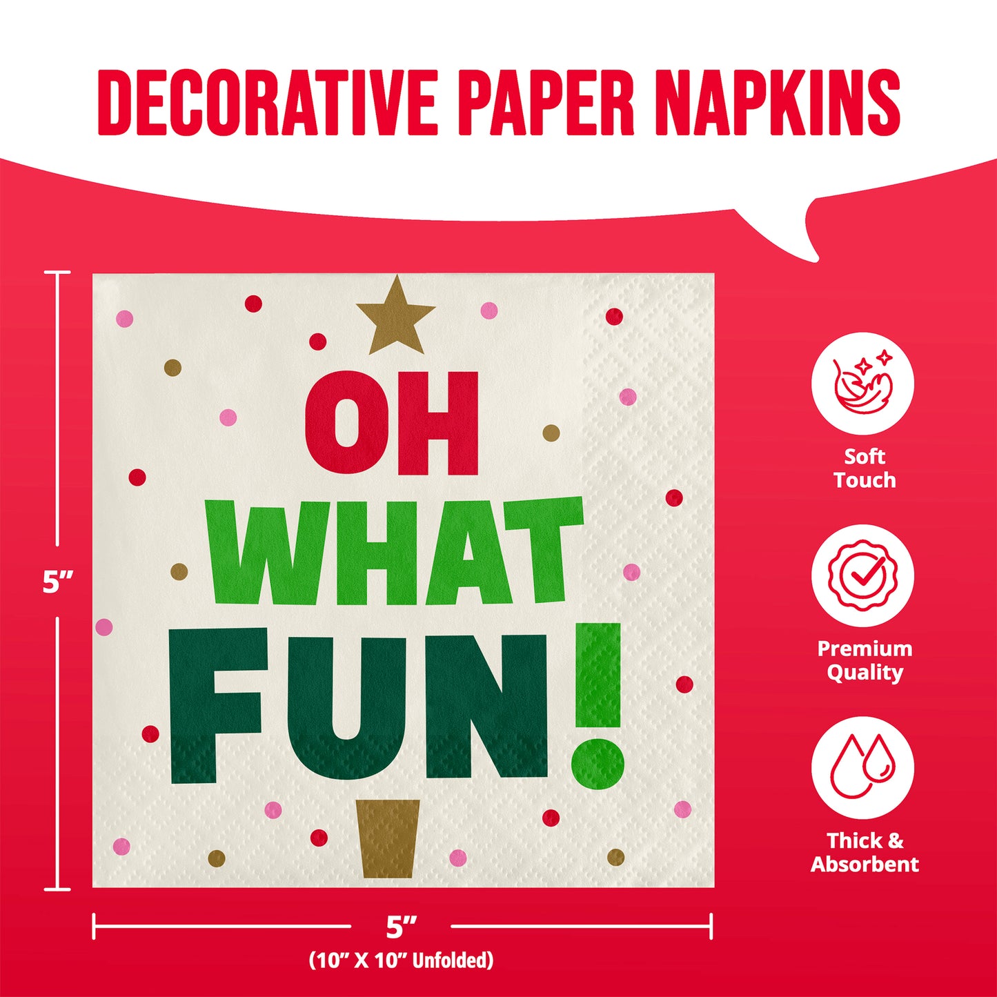 Holiday Hues Oh What Fun Beverage Paper Napkins 192 ct