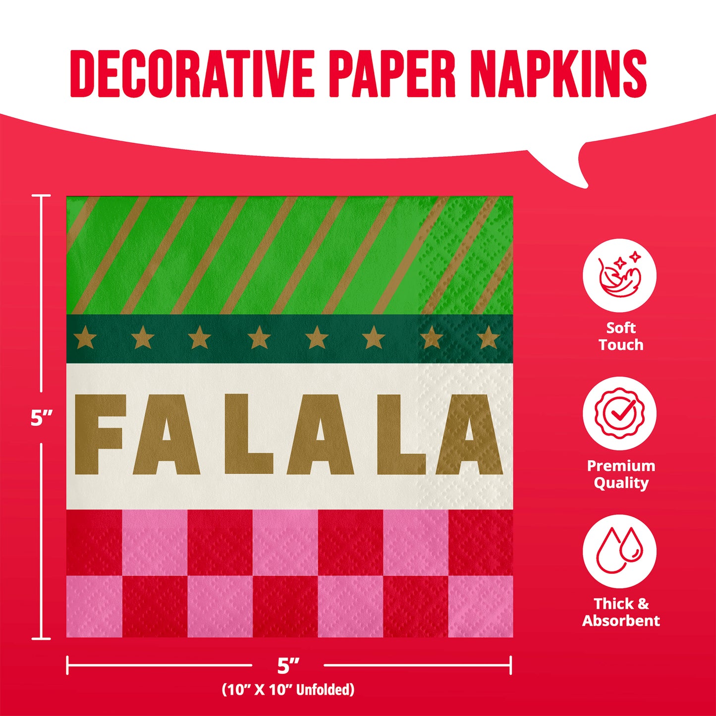 Holiday Hues Fa La La Beverage Paper Napkins 192 ct